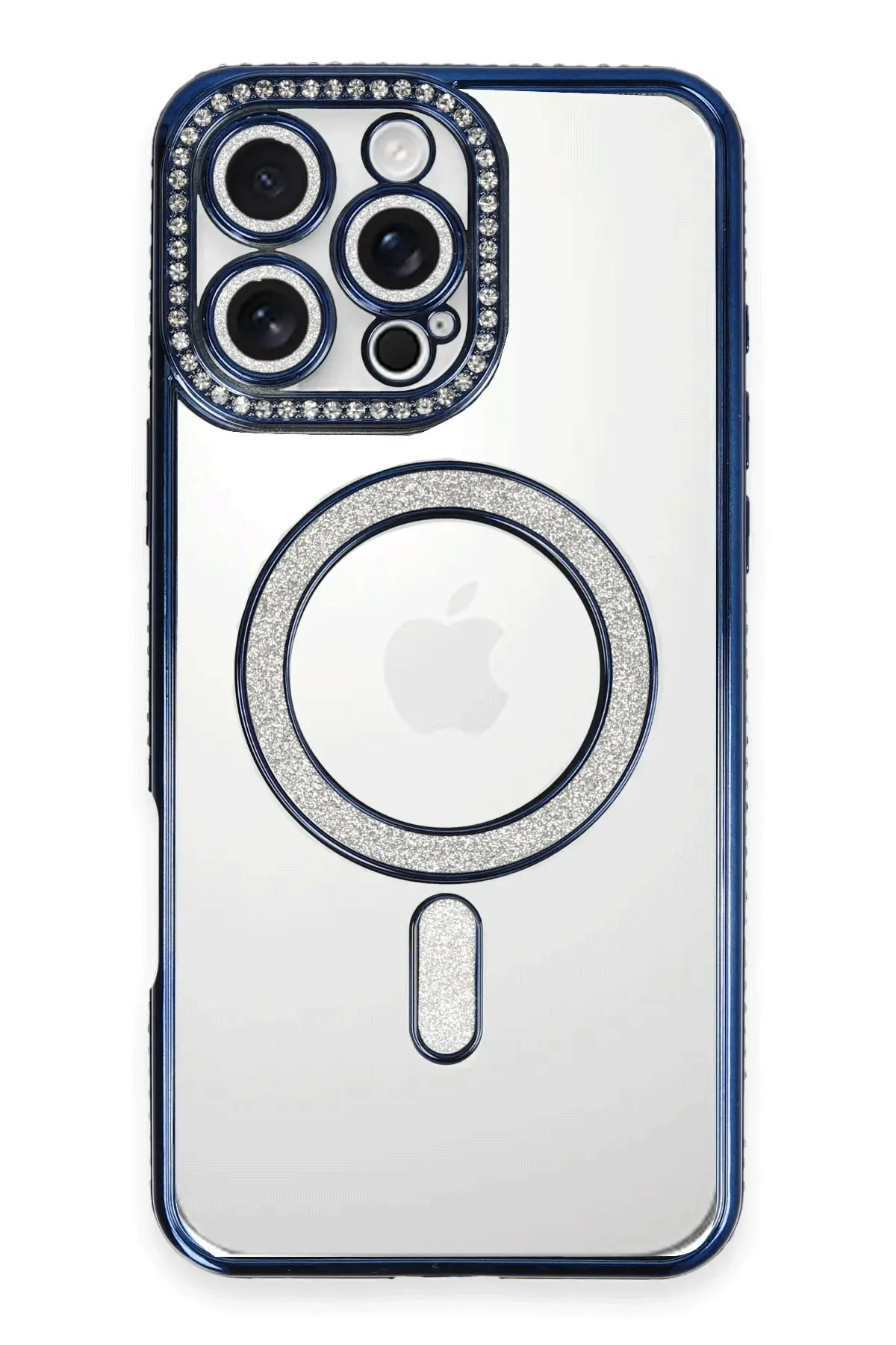 Newface iPhone 16 Pro Kılıf Joke Simli Magneticsafe Kılıf - Lacivert