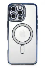 Newface iPhone 16 Pro Kılıf Joke Simli Magneticsafe Kılıf - Lacivert