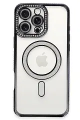 Newface iPhone 16 Pro Max Kılıf Joke Simli Magneticsafe Kılıf - Siyah