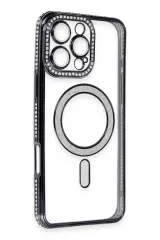 Newface iPhone 16 Pro Max Kılıf Joke Simli Magneticsafe Kılıf - Siyah