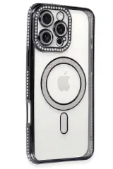 Newface iPhone 16 Pro Max Kılıf Joke Simli Magneticsafe Kılıf - Siyah