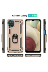 Newface Samsung Galaxy A22 Kılıf Sofya Yüzüklü Silikon Kapak - Gold