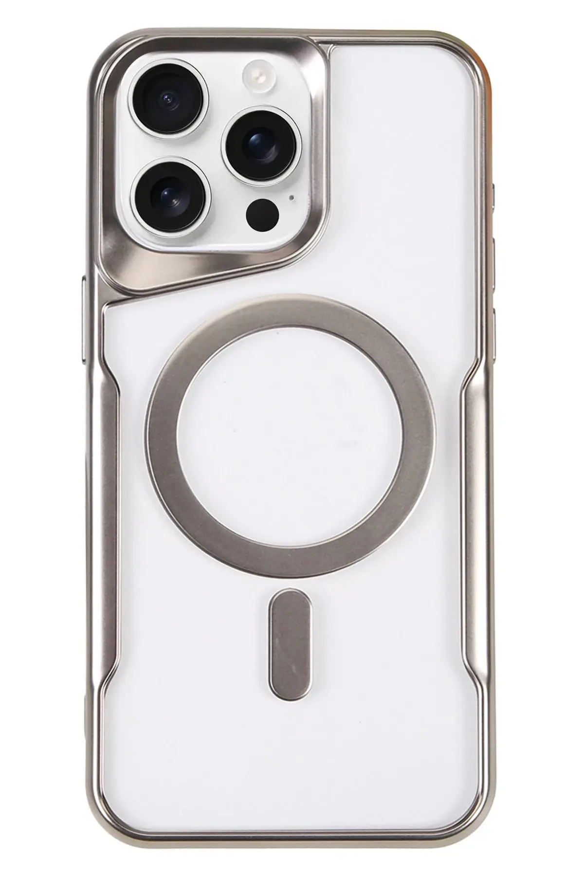 Newface iPhone 16 Pro Kılıf Boyi Magsafe Silikon Kapak - Gümüş