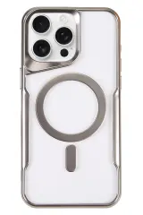 Newface iPhone 16 Pro Kılıf Boyi Magsafe Silikon Kapak - Gümüş