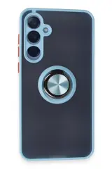 Newface Samsung Galaxy A15 4G Kılıf Montreal Yüzüklü Silikon Kapak - Buz Mavi