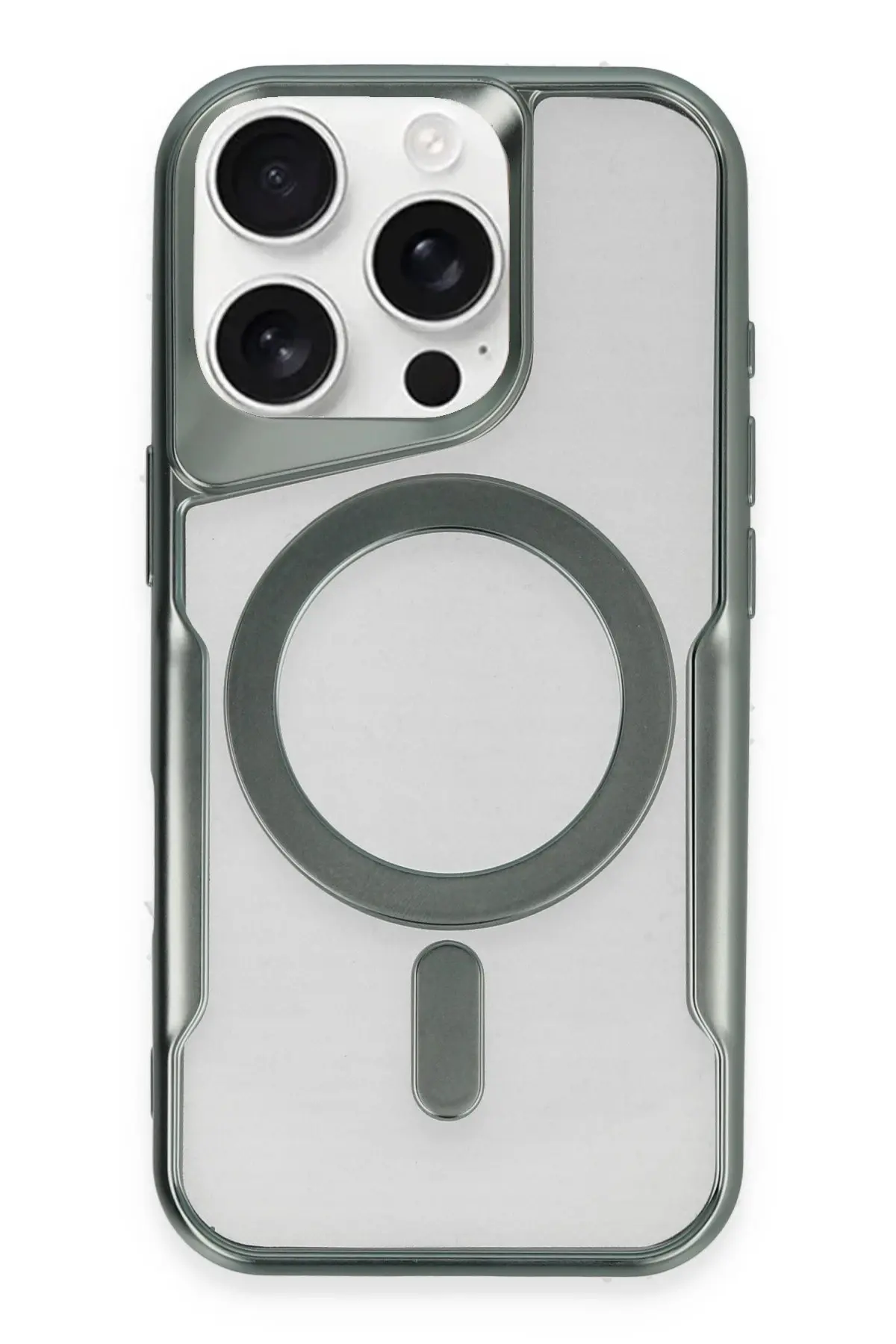 Newface iPhone 16 Pro Kılıf Boyi Magsafe Silikon Kapak - Yeşil