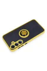 Newface Samsung Galaxy A25 5G Kılıf Montreal Yüzüklü Silikon Kapak - Sarı