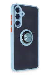 Newface Samsung Galaxy A25 5G Kılıf Montreal Yüzüklü Silikon Kapak - Buz Mavi