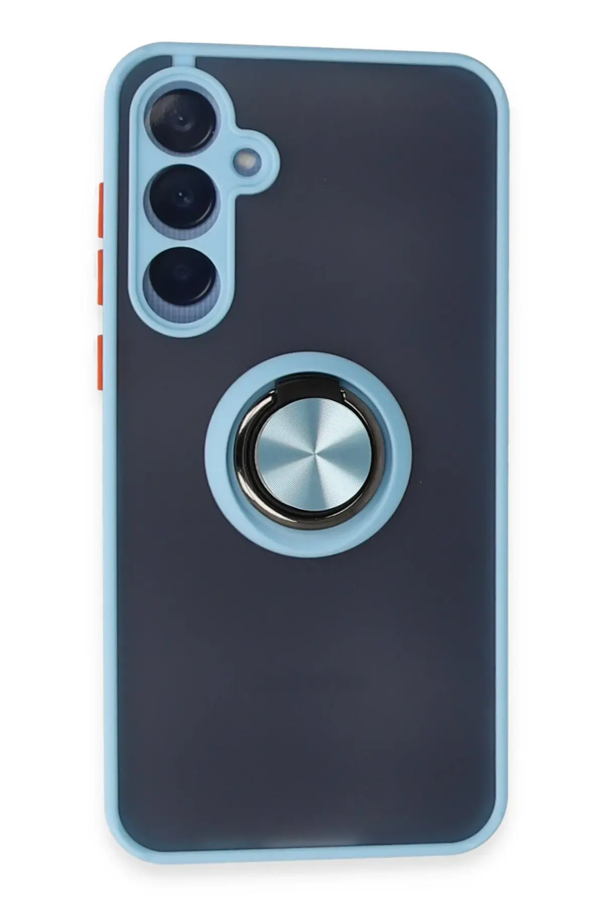 Newface Samsung Galaxy A25 5G Kılıf Montreal Yüzüklü Silikon Kapak - Buz Mavi