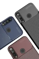 Newface Huawei P40 Lite E Kılıf Auto Focus Karbon Kapak - Siyah