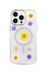 Newface iPhone 14 Pro Max Flower Magsafe Kapak - Sarı