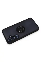 Newface Samsung Galaxy A35 5G Kılıf Montreal Yüzüklü Silikon Kapak - Siyah