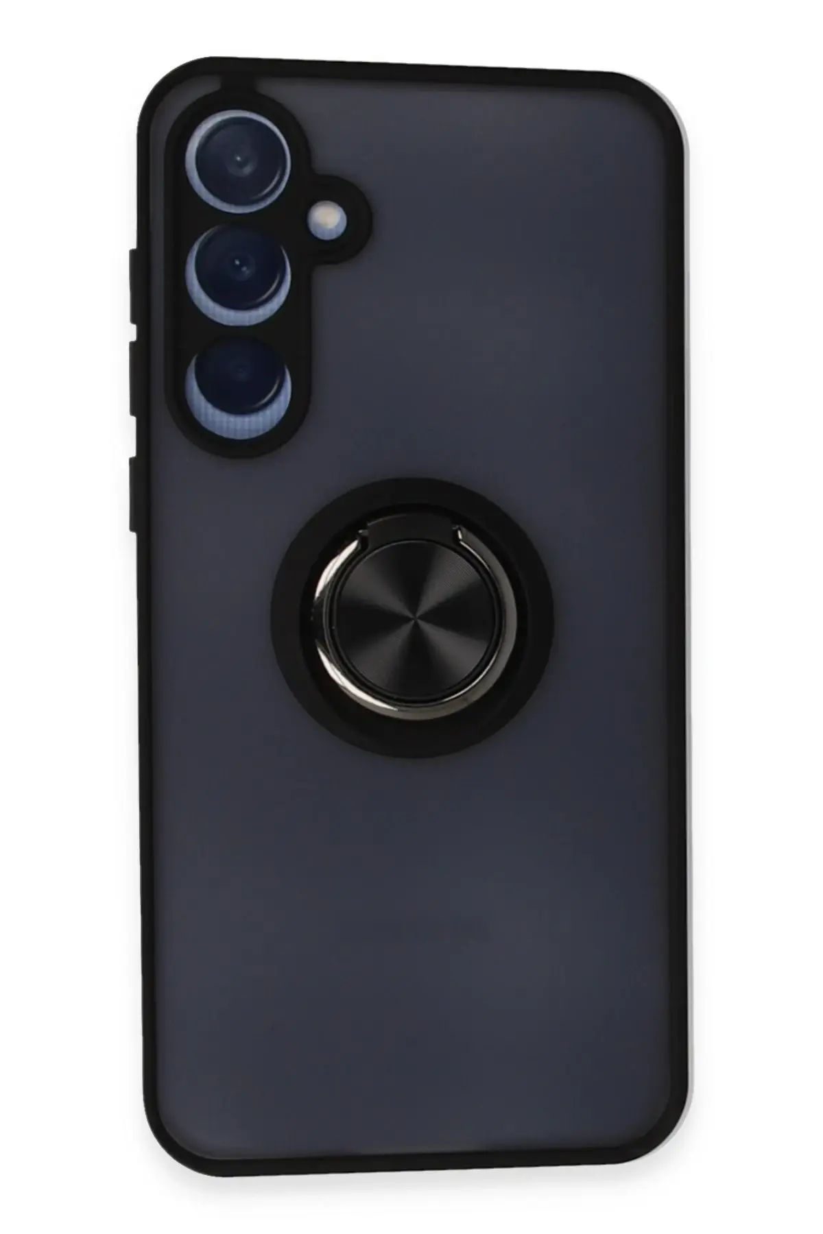 Newface Samsung Galaxy A35 5G Kılıf Montreal Yüzüklü Silikon Kapak - Siyah