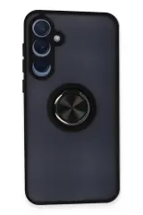 Newface Samsung Galaxy A35 5G Kılıf Montreal Yüzüklü Silikon Kapak - Siyah