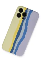 Newface iPhone 13 Pro Kılıf Ebruli Lansman Silikon - Sarı-Lila