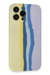 Newface iPhone 13 Pro Kılıf Ebruli Lansman Silikon - Sarı-Lila