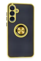 Newface Samsung Galaxy A35 5G Kılıf Montreal Yüzüklü Silikon Kapak - Sarı