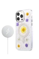 Newface iPhone 15 Flower Magsafe Kapak - Sarı
