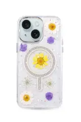 Newface iPhone 15 Flower Magsafe Kapak - Sarı