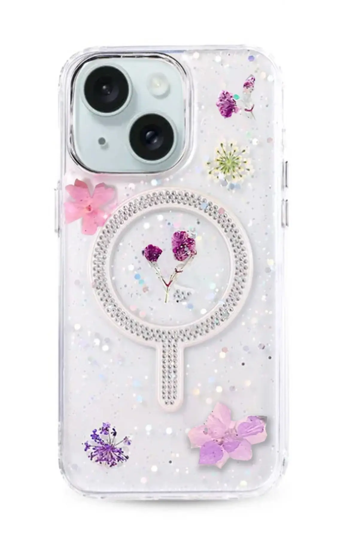 Newface iPhone 15 Flower Magsafe Kapak - Mor