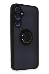 Newface Samsung Galaxy A55 5G Kılıf Montreal Yüzüklü Silikon Kapak - Siyah