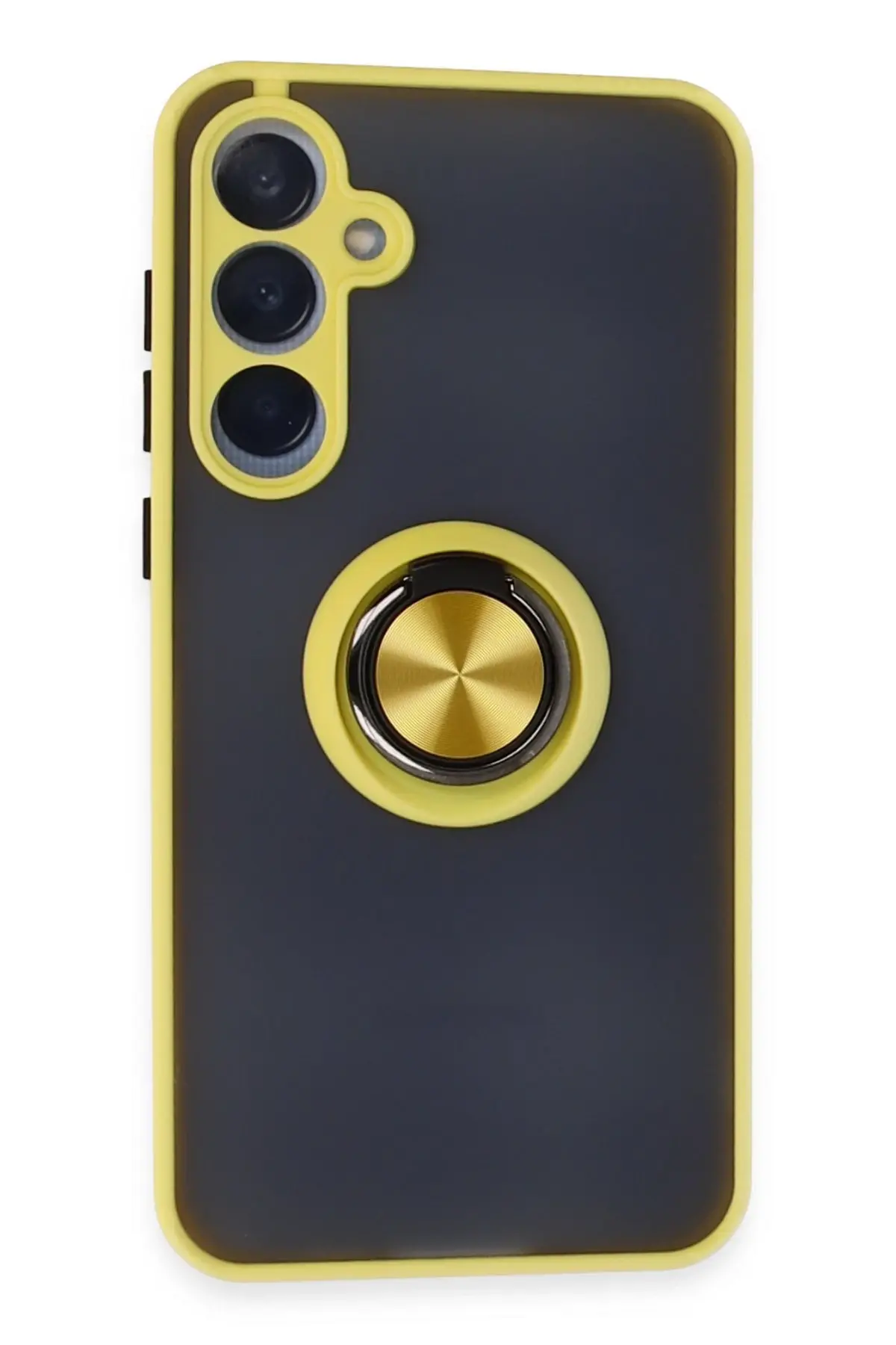 Newface Samsung Galaxy A55 5G Kılıf Montreal Yüzüklü Silikon Kapak - Sarı