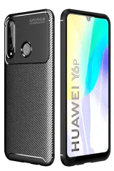 Newface Huawei Y6P Kılıf Auto Focus Karbon Kapak - Siyah