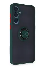 Newface Samsung Galaxy A55 5G Kılıf Montreal Yüzüklü Silikon Kapak - Yeşil