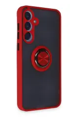 Newface Samsung Galaxy A55 5G Kılıf Montreal Yüzüklü Silikon Kapak - Kırmızı