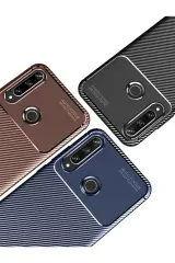 Newface Huawei Y6P Kılıf Auto Focus Karbon Kapak - Lacivert