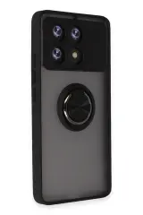 Newface Xiaomi Poco X6 Pro Kılıf Montreal Yüzüklü Silikon Kapak - Siyah