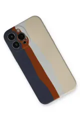 Newface iPhone 13 Pro Kılıf Ebruli Lansman Silikon - Lacivert-Krem