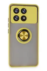 Newface Xiaomi Poco X6 Pro Kılıf Montreal Yüzüklü Silikon Kapak - Sarı