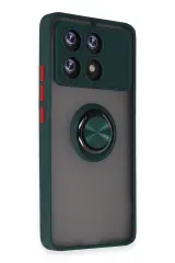 Newface Xiaomi Poco X6 Pro Kılıf Montreal Yüzüklü Silikon Kapak - Yeşil