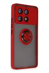 Newface Xiaomi Poco X6 Pro Kılıf Montreal Yüzüklü Silikon Kapak - Kırmızı