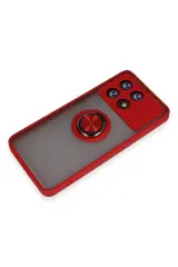 Newface Xiaomi Poco X6 Pro Kılıf Montreal Yüzüklü Silikon Kapak - Kırmızı