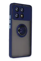 Newface Xiaomi Poco X6 Pro Kılıf Montreal Yüzüklü Silikon Kapak - Lacivert