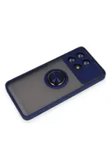 Newface Xiaomi Poco X6 Pro Kılıf Montreal Yüzüklü Silikon Kapak - Lacivert