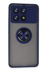 Newface Xiaomi Poco X6 Pro Kılıf Montreal Yüzüklü Silikon Kapak - Lacivert