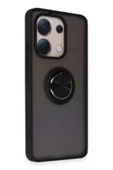 Newface Xiaomi Redmi Note 13 4G Kılıf Montreal Yüzüklü Silikon Kapak - Siyah