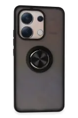 Newface Xiaomi Redmi Note 13 4G Kılıf Montreal Yüzüklü Silikon Kapak - Siyah