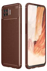 Newface Oppo A73 Kılıf Auto Focus Karbon Kapak - Kahverengi