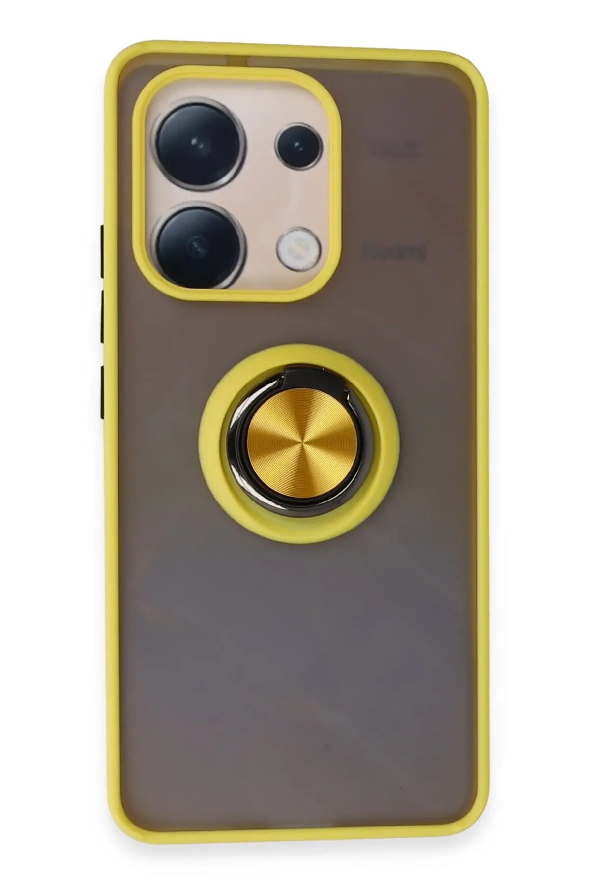 Newface Xiaomi Redmi Note 13 4G Kılıf Montreal Yüzüklü Silikon Kapak - Sarı