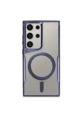 Newface Samsung Galaxy S24 Ultra Kılıf Boyi Magsafe Silikon Kapak - Lacivert