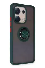 Newface Xiaomi Redmi Note 13 4G Kılıf Montreal Yüzüklü Silikon Kapak - Yeşil