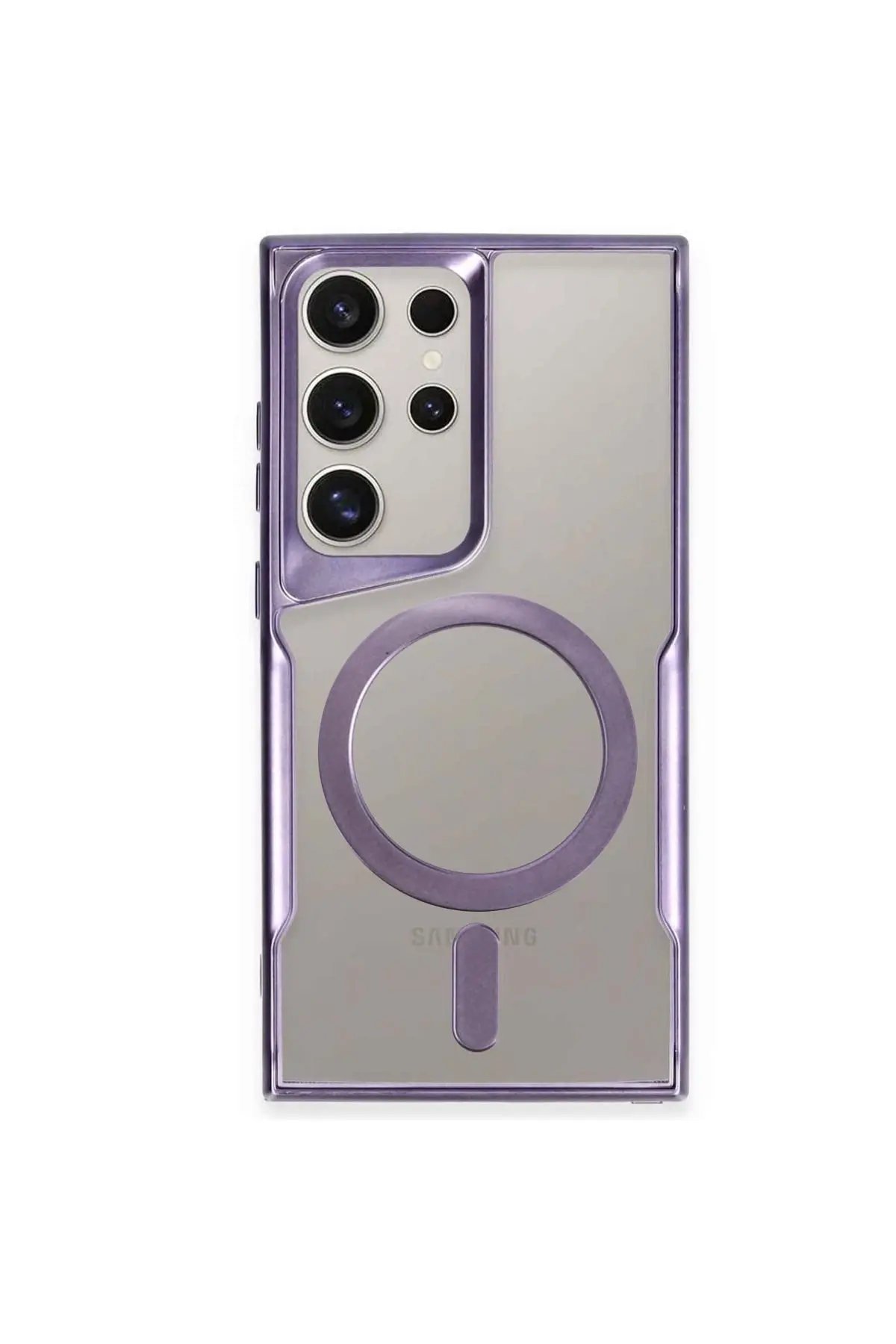 Newface Samsung Galaxy S24 Ultra Kılıf Boyi Magsafe Silikon Kapak - Derin Mor