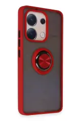 Newface Xiaomi Redmi Note 13 4G Kılıf Montreal Yüzüklü Silikon Kapak - Kırmızı