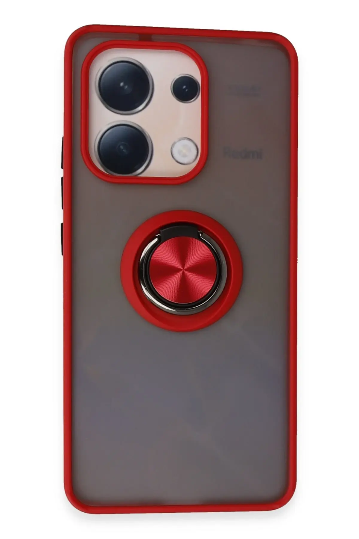 Newface Xiaomi Redmi Note 13 4G Kılıf Montreal Yüzüklü Silikon Kapak - Kırmızı