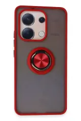 Newface Xiaomi Redmi Note 13 4G Kılıf Montreal Yüzüklü Silikon Kapak - Kırmızı