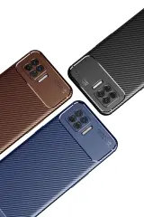 Newface Oppo A73 Kılıf Auto Focus Karbon Kapak - Lacivert